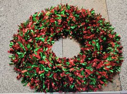 Krans Tinsel D38cm - rood/groen