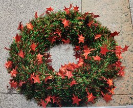 Krans Tinsel D38cm - ster rood