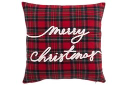 Kussen Merry Christmas 45x45cm Ruiten rood groen