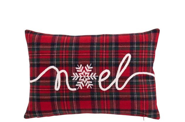 Kussen Noël 45x30cm Ruiten rood groen