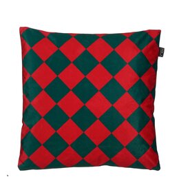 Kussen Ruit 45x45cm groen rood