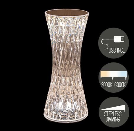 Lamp 19x8cm kristal warm wit Led