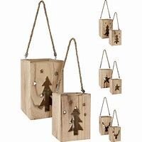 Lantaarn 13x13x19cm hout