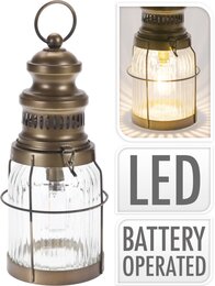 Lantaarn H29cm bruin Led