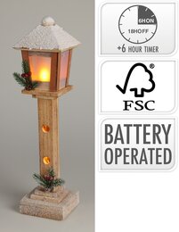 Lantaarn H52cm Led hout