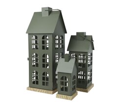 Lantaarn-huis ijzer dennengroen 16x16x45cm