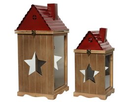 Lantaarn ijzer met ster L21xB21xH44cm - S