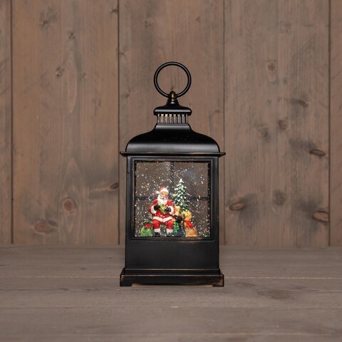 Lantaarn Kerstman 27x12cm warm wit