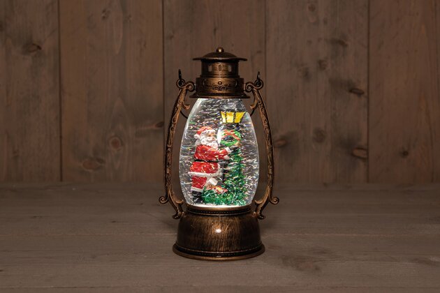 Lantaarn met Kerstman 14x24cm Led warm wit
