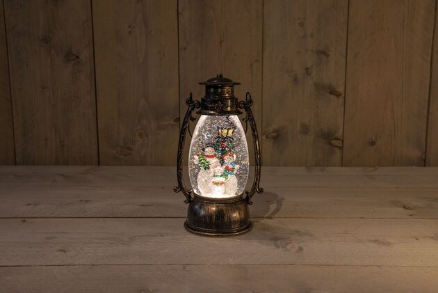 Lantaarn met Sneeuwman 14x24cm Led warm wit