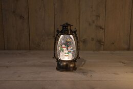 Lantaarn met Sneeuwman 14x24cm Led warm wit
