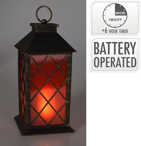 Lantaarn(zwart) met vlamlicht - afbeelding 2