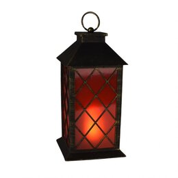 Lantaarn(zwart) met vlamlicht - afbeelding 1