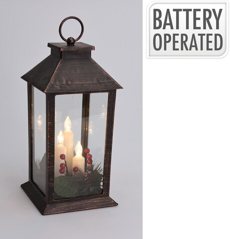 Lanterne 3bougies Led H29cm