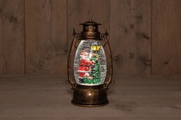 Lanterne avec Père Noël 14x24cm Led blanc chaud