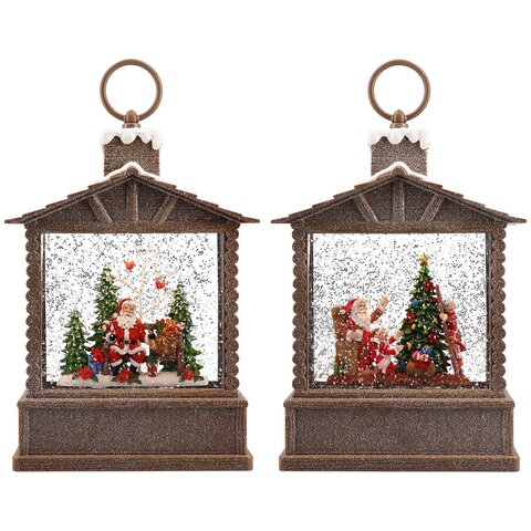 Lanterne effet neige 18x8x25cm