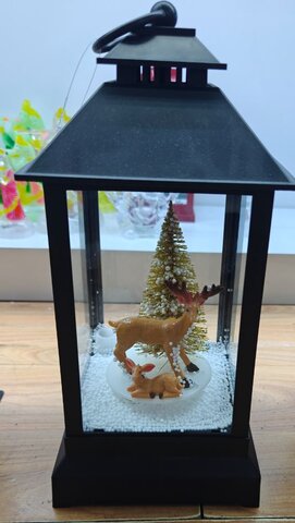 Lanterne Noël neige 15x15x30cm