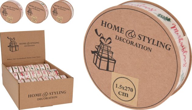 Lint 1,5cm kerstprint 3ass