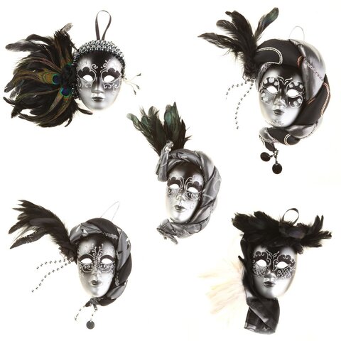 Masker Venetië H20cm zwart 5ass