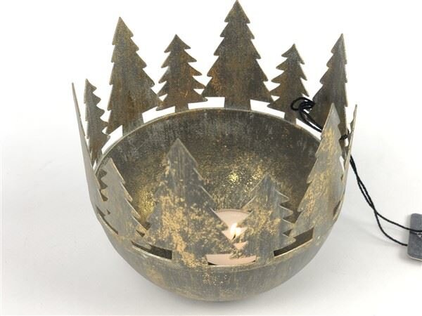 Metal candle holder w/trees gold d11x11x11*h 11