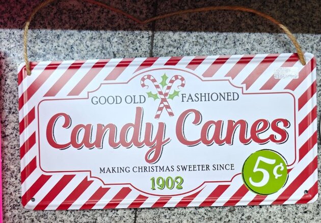 Metalen wanddecoratie Kerst - candy Canes