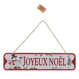 Muurdeco 50x12cm Joyeux Noël metaal 4ass