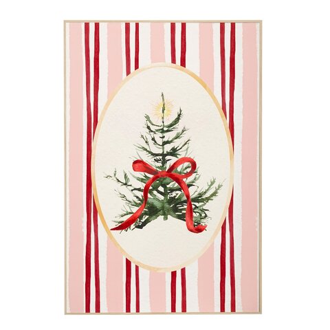 Muurdeco Kerstboom 41x61cm roze rood