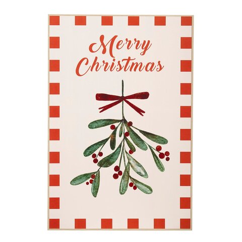 Muurdeco Merry Christmas 41x61cm roze rood