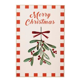 Muurdeco Merry Christmas 41x61cm roze rood