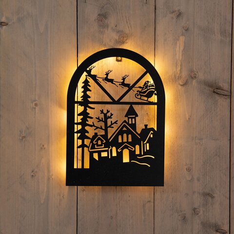Muurhanger 25x30cm 24Led zwart - huis