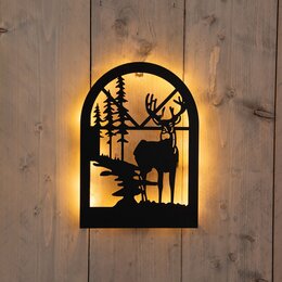 Muurhanger 25x30cm 24Led zwart - rendier