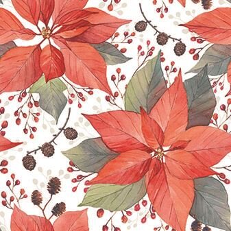 Napkin 25x25cm Poinsettia and berries