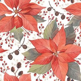 Napkin 25x25cm Poinsettia and berries