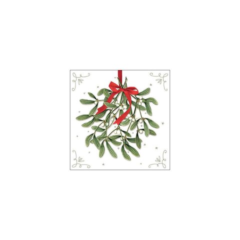 Napkin 33 Mistletoe with bow white