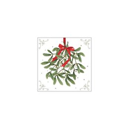 Napkin 33 Mistletoe with bow white