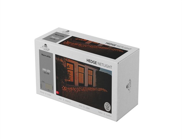 net lights 240l/80x500cm haagnet led warm white - 10m lead-in wire green - bi-tube transformer timer 8/16h - image 2