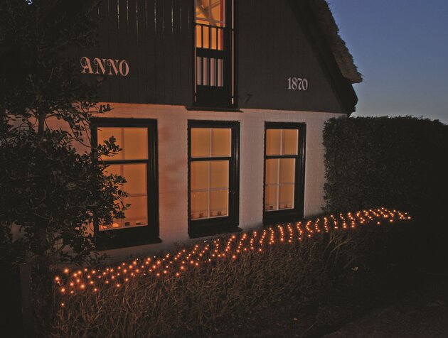 net lights 240l/80x500cm haagnet led warm wit - 10m aanloopsnoer groen - bi-bui trafo timer 8/16u - afbeelding 1