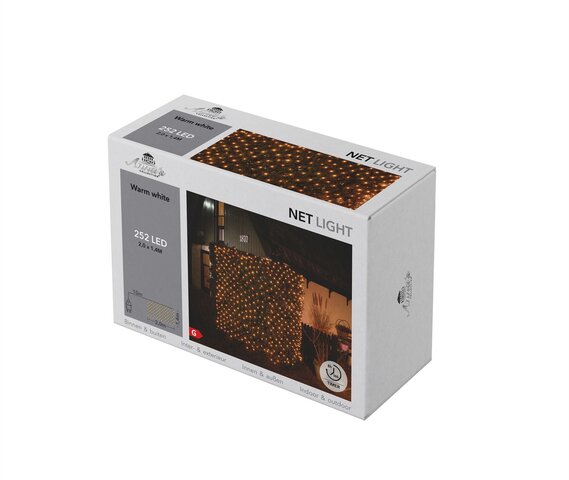 Netverlichting 252Led warm wit 200x140cm Timer - afbeelding 1