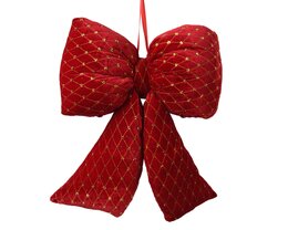 Noeud H37cm velours rouge
