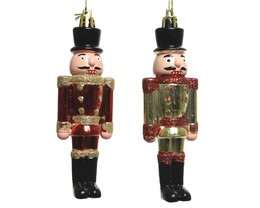 notenkraker plastic hang - 12,5cm - rood/goud