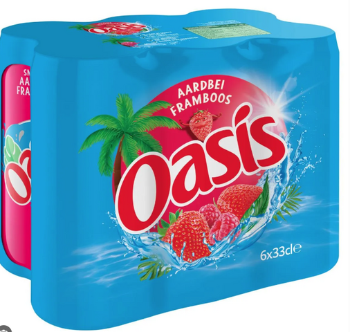 Oasis aardbei - framboos 6x33cl