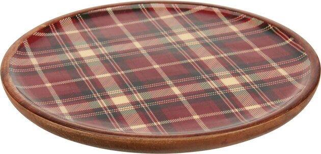 Onderbord D25cm geruit hout