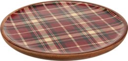 Onderbord D25cm geruit hout