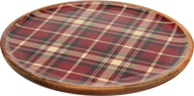 Onderbord D30cm geruit hout