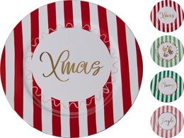 Onderbord D33cm 4ass ruit Xmas