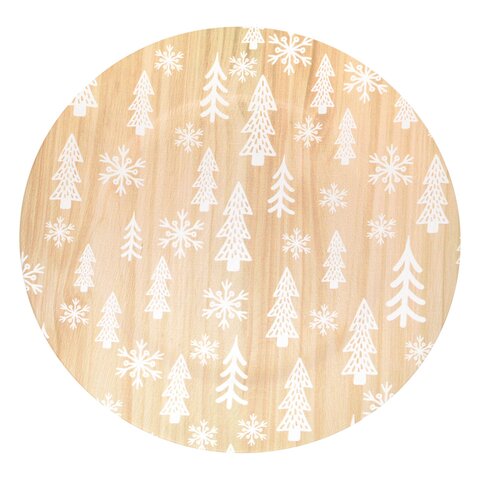 Onderbord D33cm houteffect kerstprint
