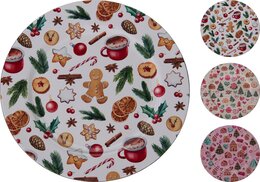 Onderbord D33cm Kerst print 3ass