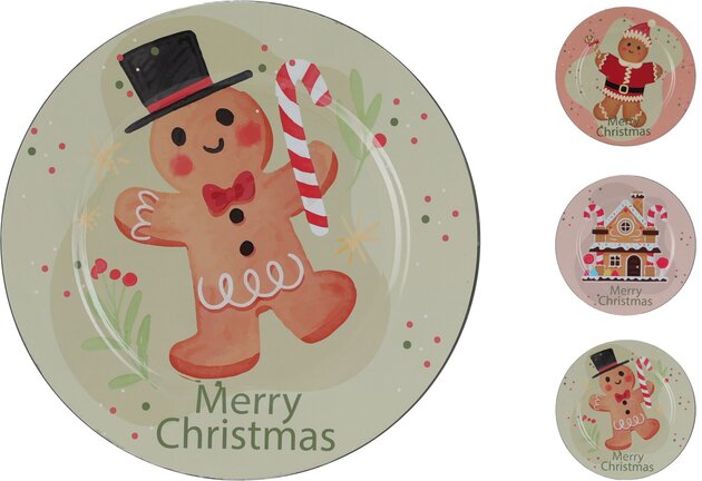 Onderbord D33cm - Peperkoek print 3ass