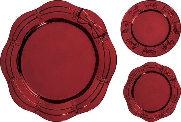 Onderbord D33cm strik rood 2ass