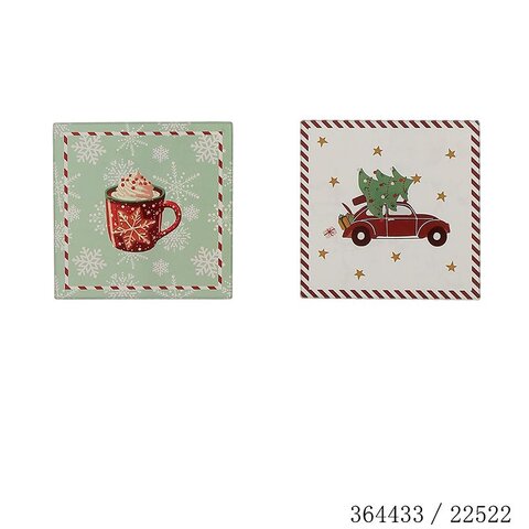 Onderzetter 20x20cm glas auto-tas 2ass